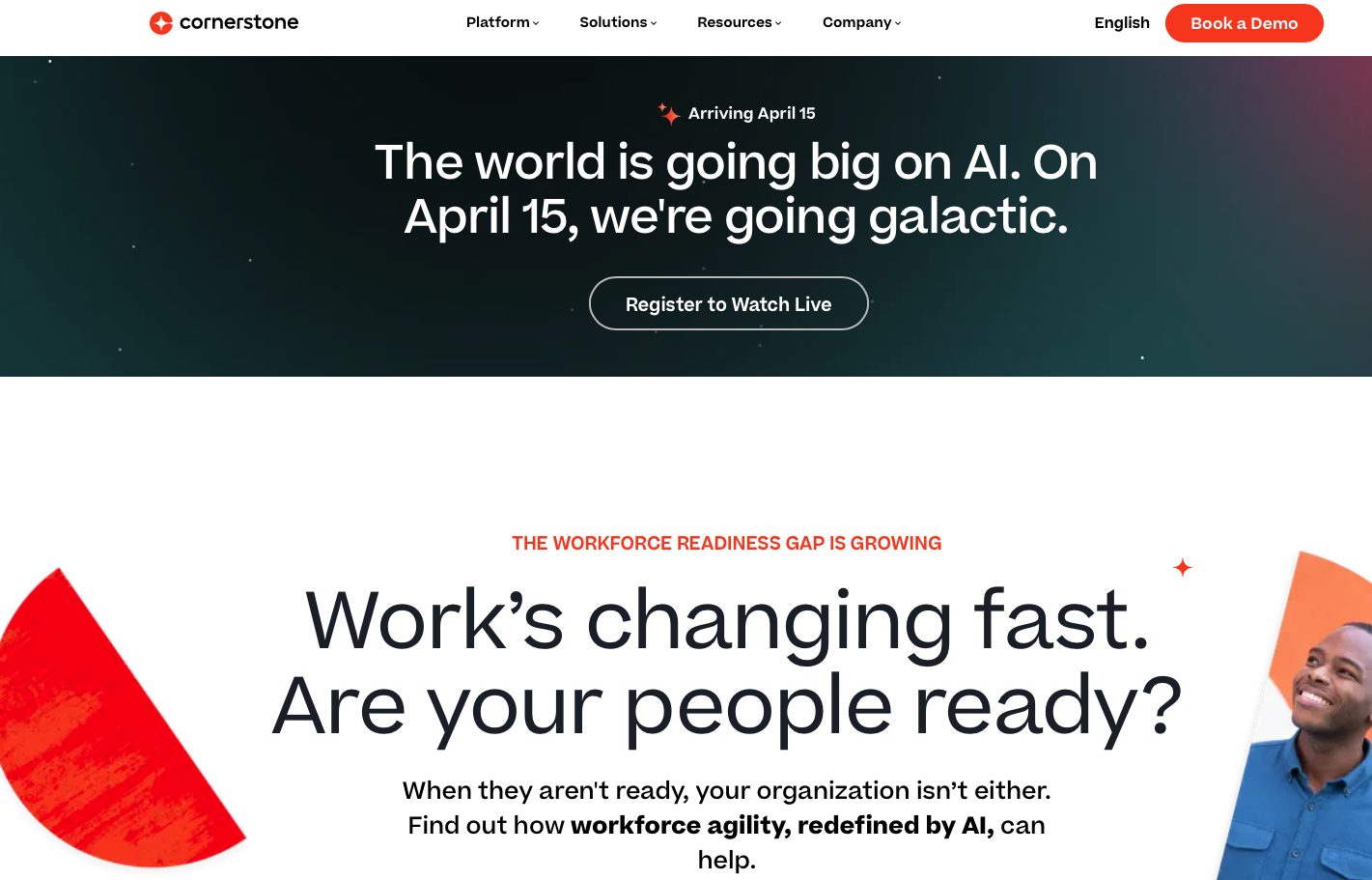screenshot of cornerstone website landing page